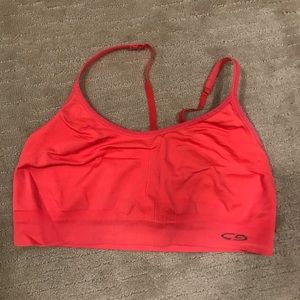 Bright orange sports bra